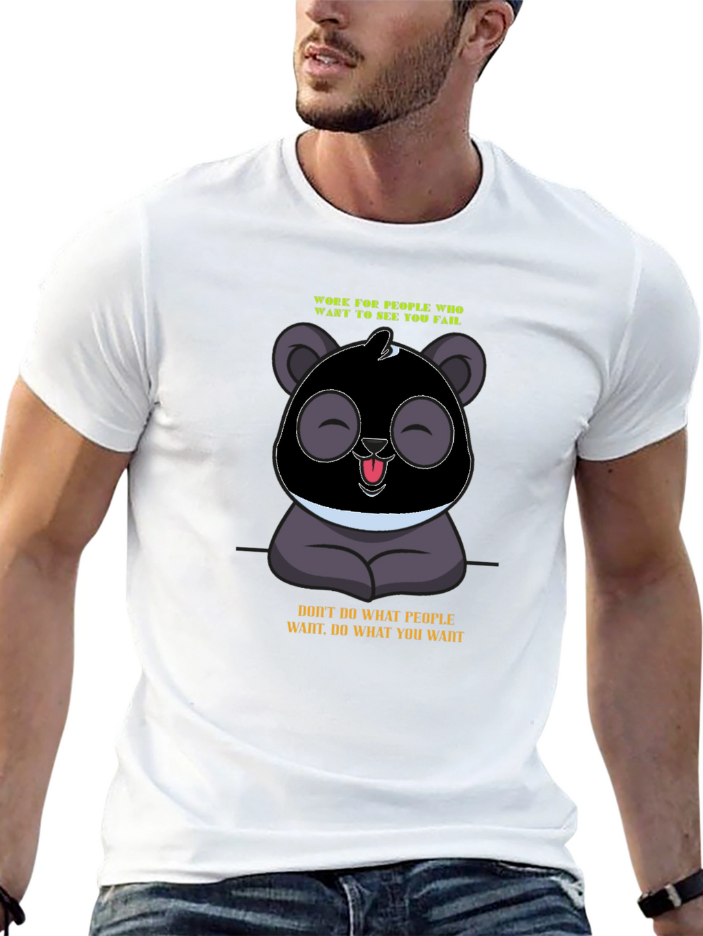 Panda Graphic T-Shirt: Work for Your Dream!