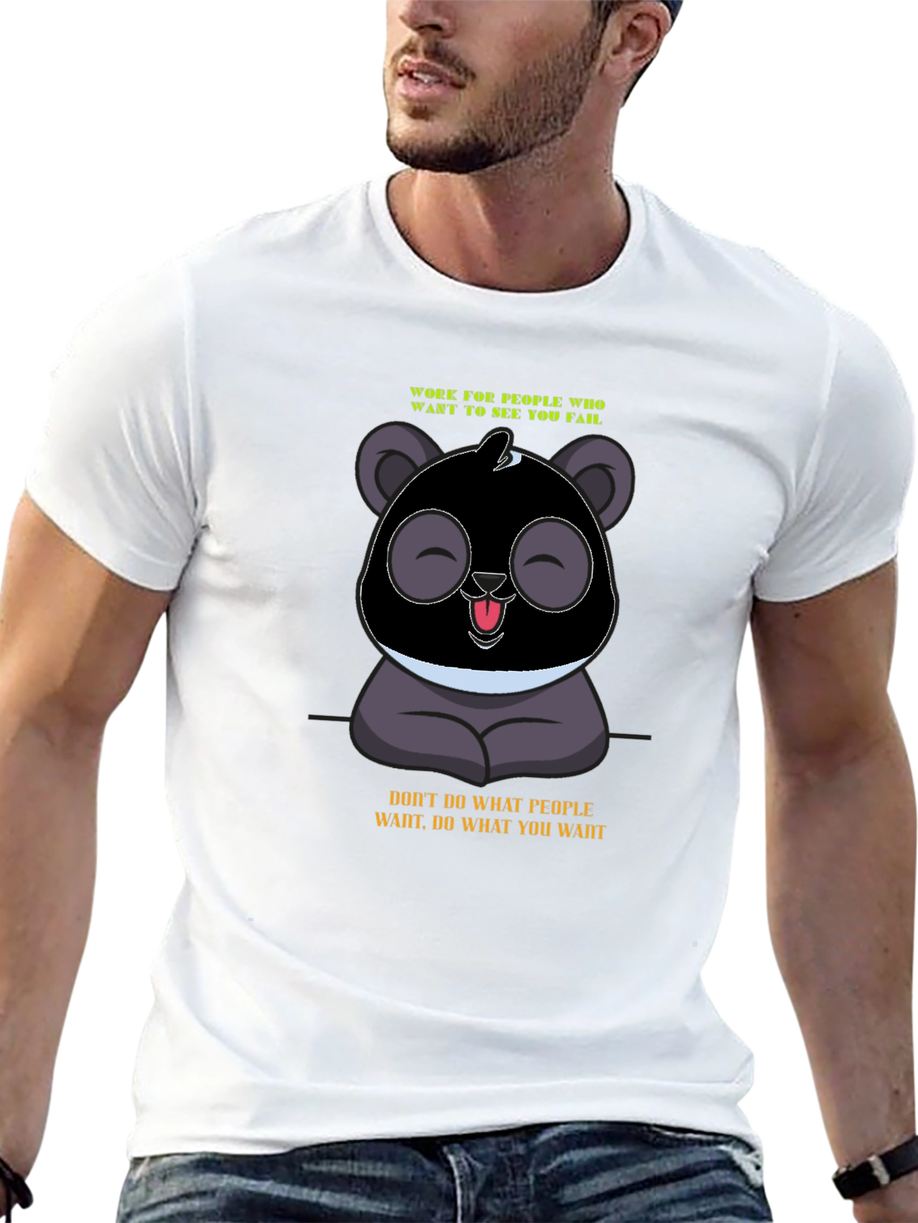 Panda Graphic T-Shirt: Work for Your Dream!