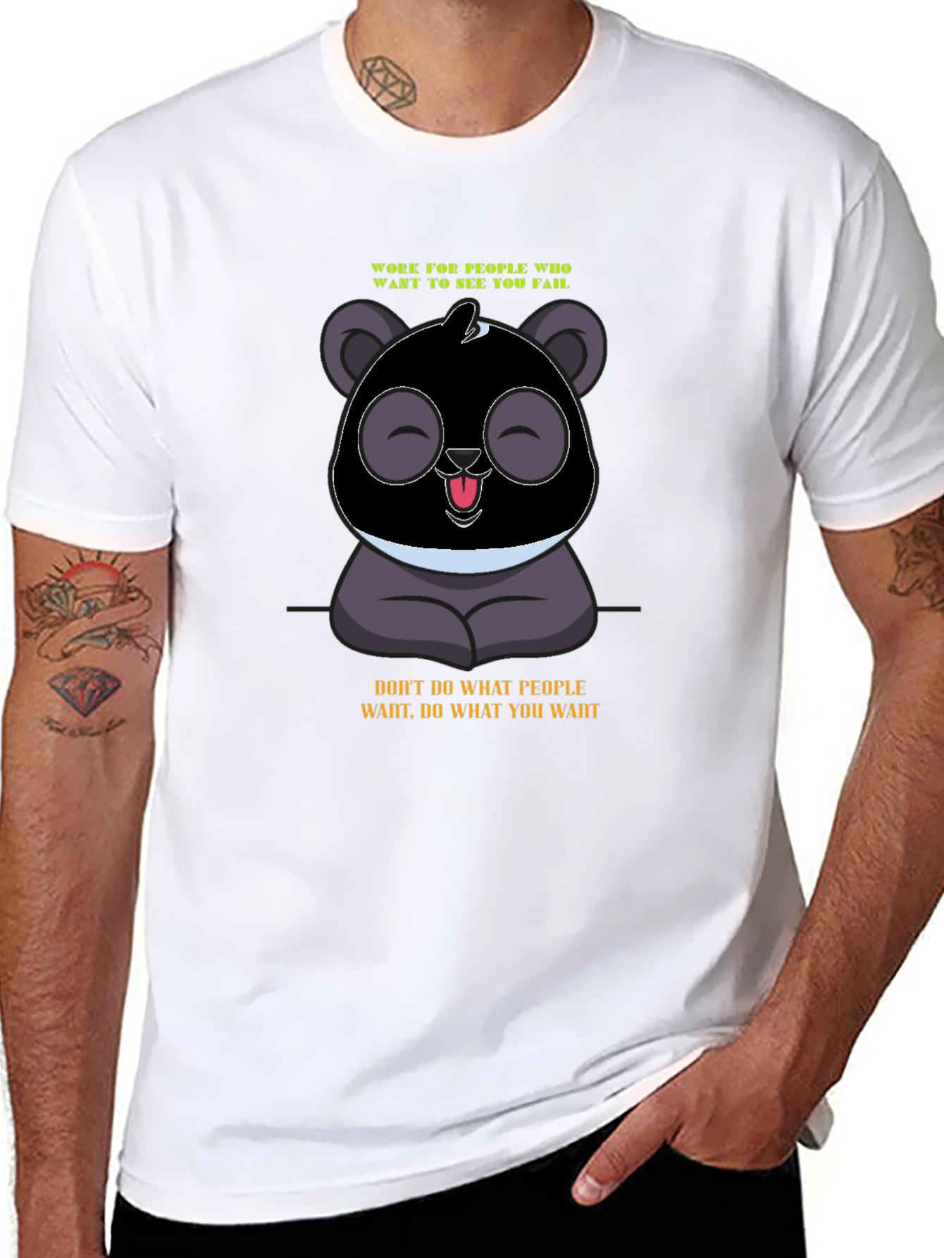Panda Graphic T-Shirt: Work for Your Dream!