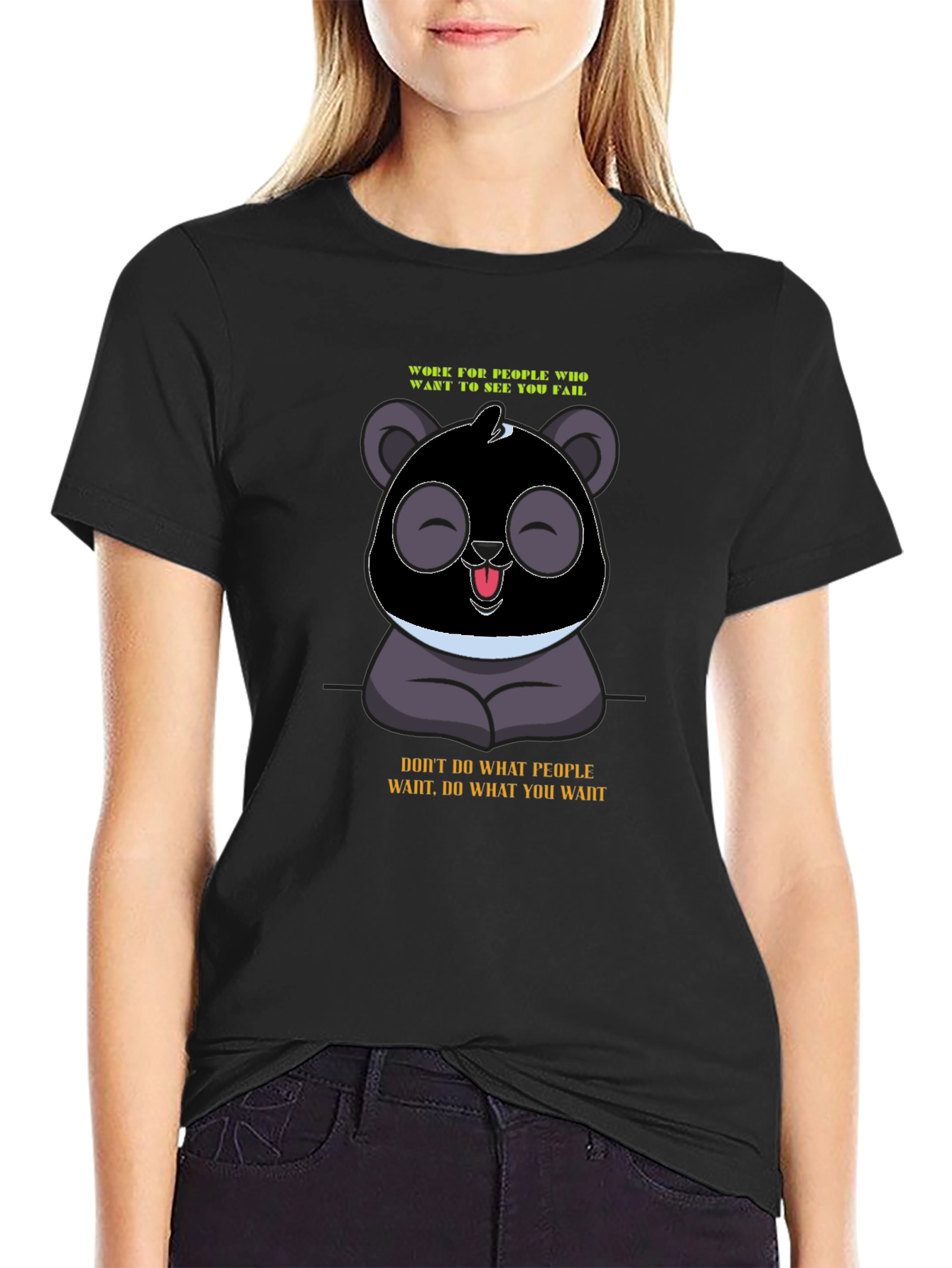 Panda Graphic T-Shirt: Work for Your Dream!