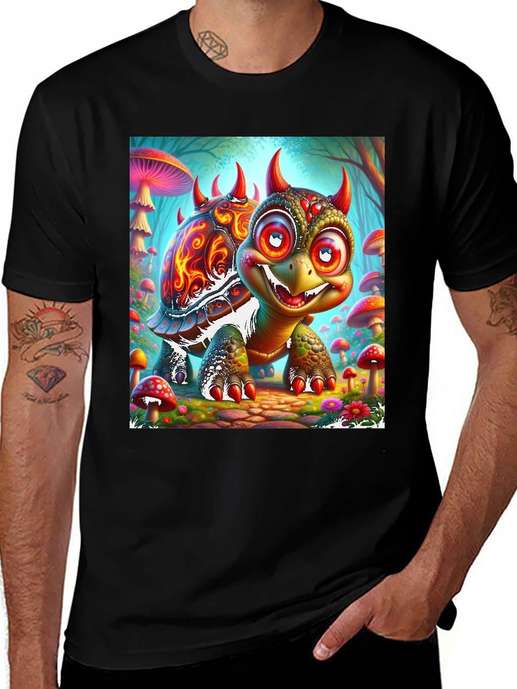 Turtle Devil Cartoon Graphic Tee