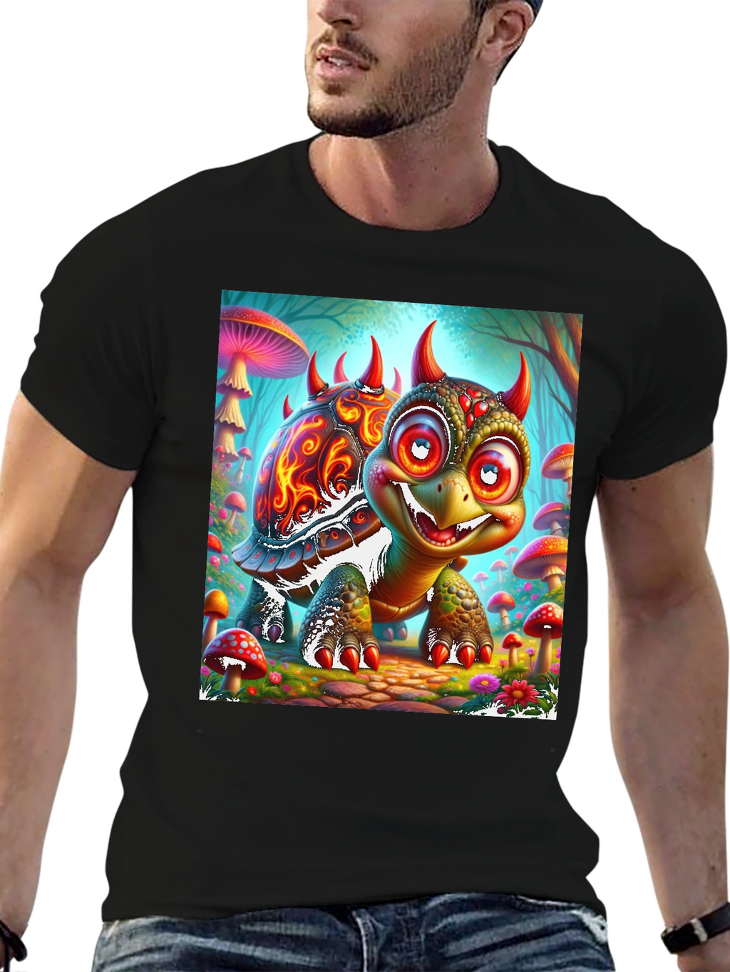 Turtle Devil Cartoon Graphic Tee
