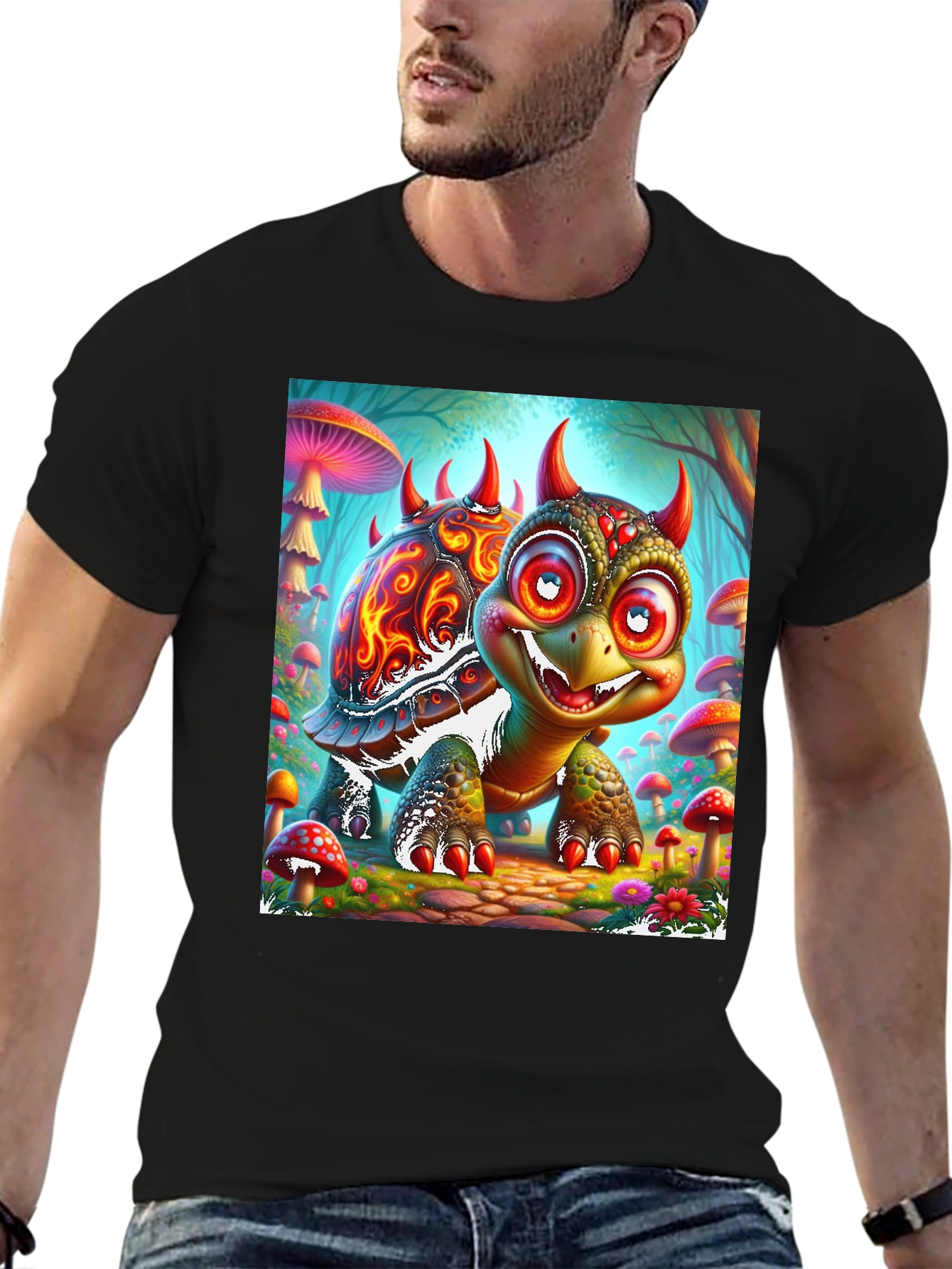 Turtle Devil Cartoon Graphic Tee