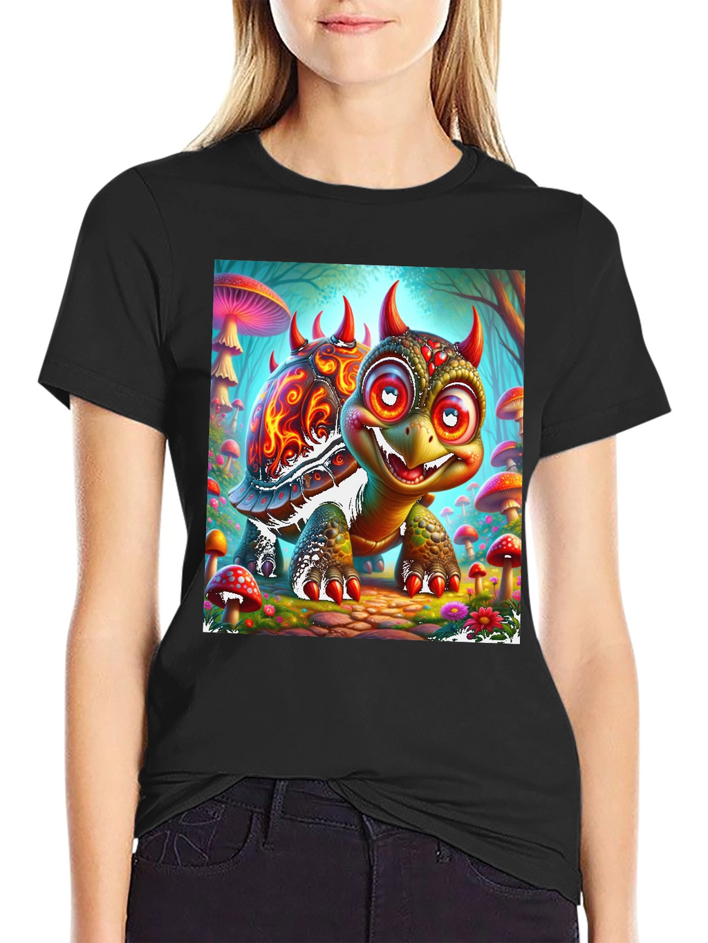 Turtle Devil Cartoon Graphic Tee