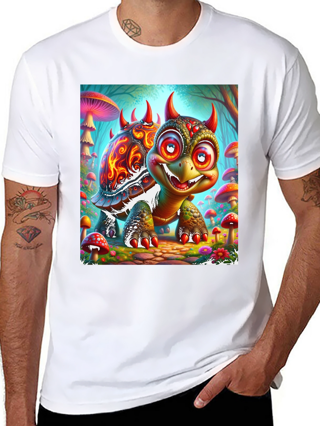 Turtle Devil Cartoon Graphic Tee