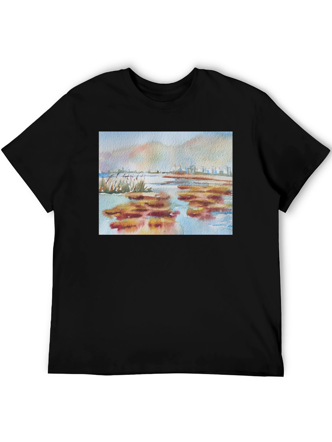Watercolor Landscape Tee - Artistic Comfort