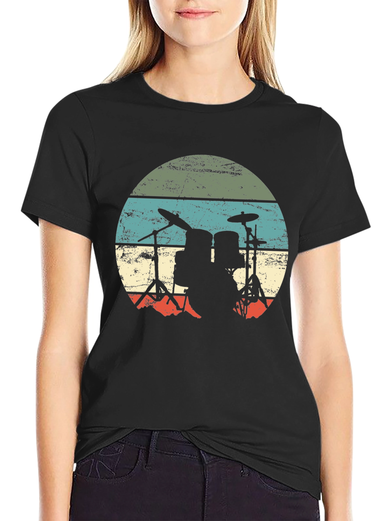 Retro Drum Set Graphic Tee - Vintage Band Shirt