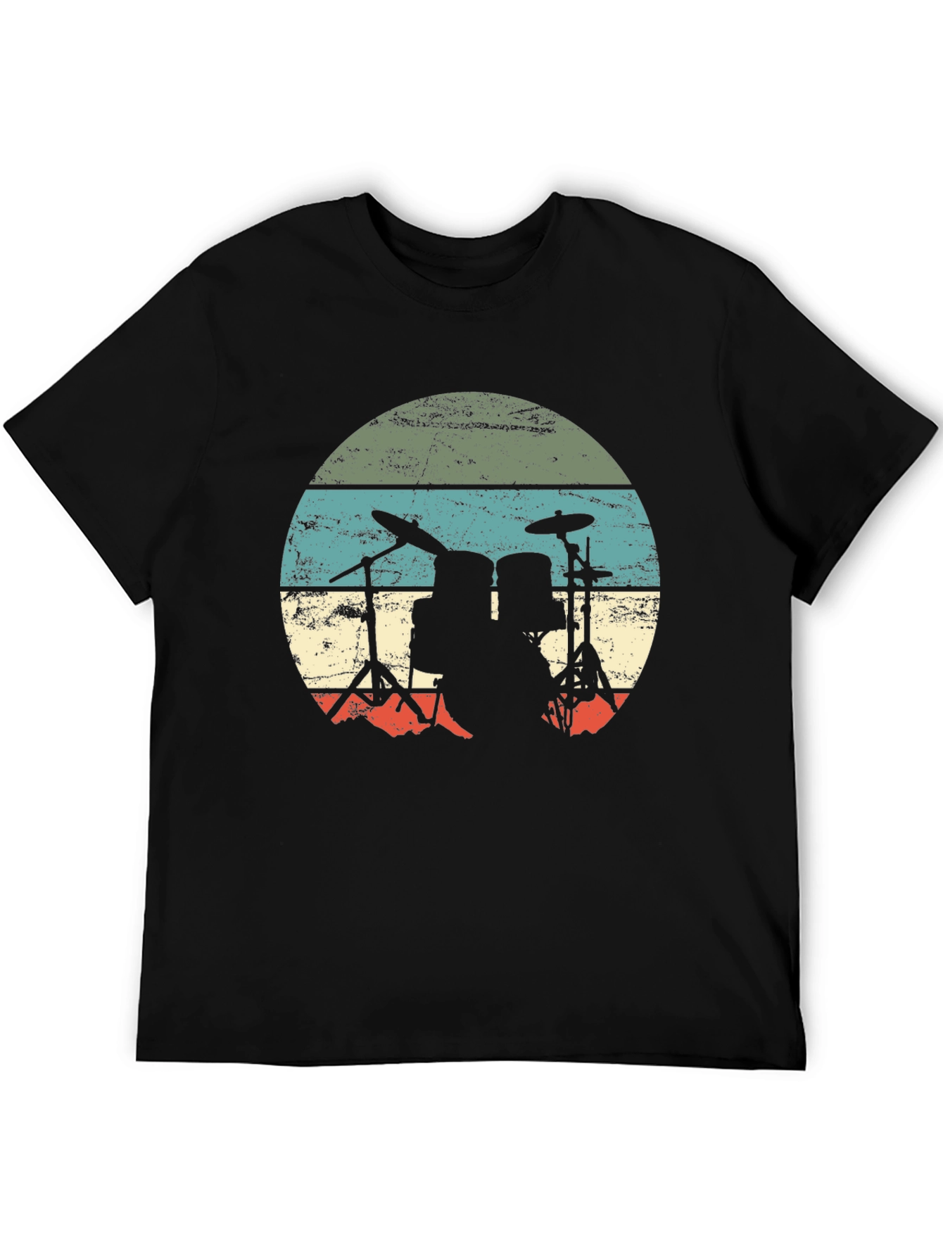 Retro Drum Set Graphic Tee - Vintage Band Shirt