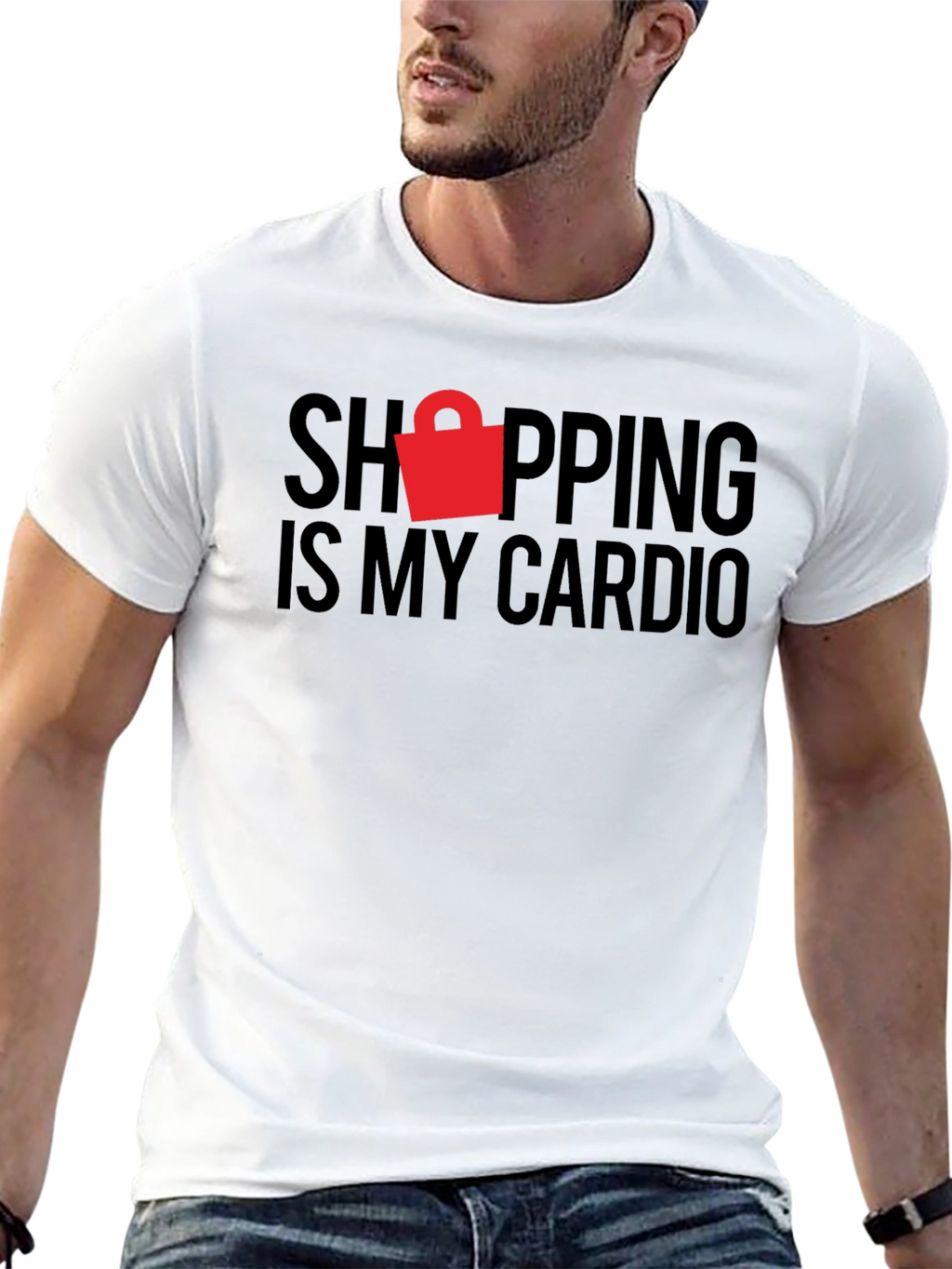 Shopping Is My Cardio Black Graphic Tee