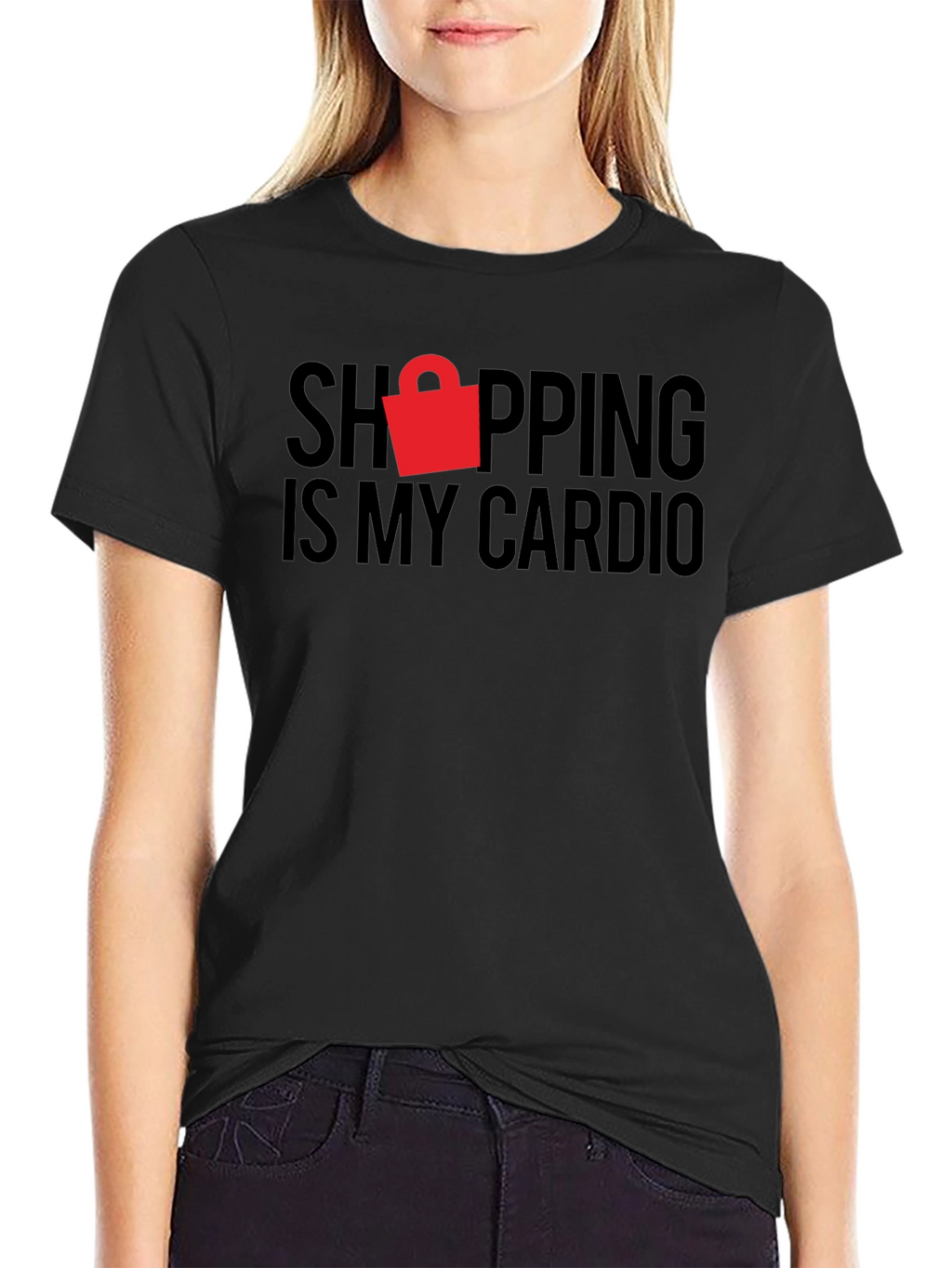 Shopping Is My Cardio Black Graphic Tee