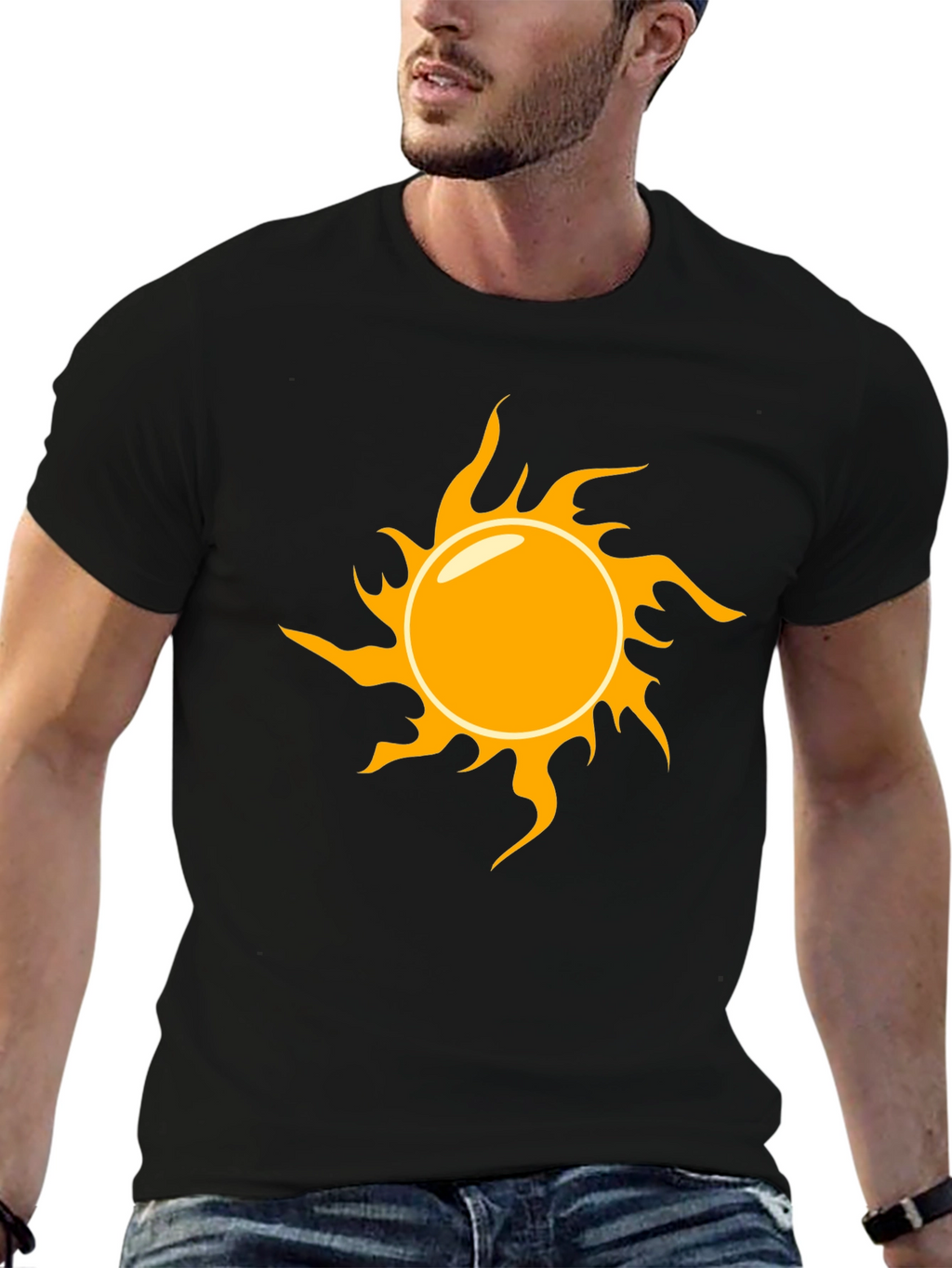 Sun Graphic Black T-Shirt - Stylish & Casual