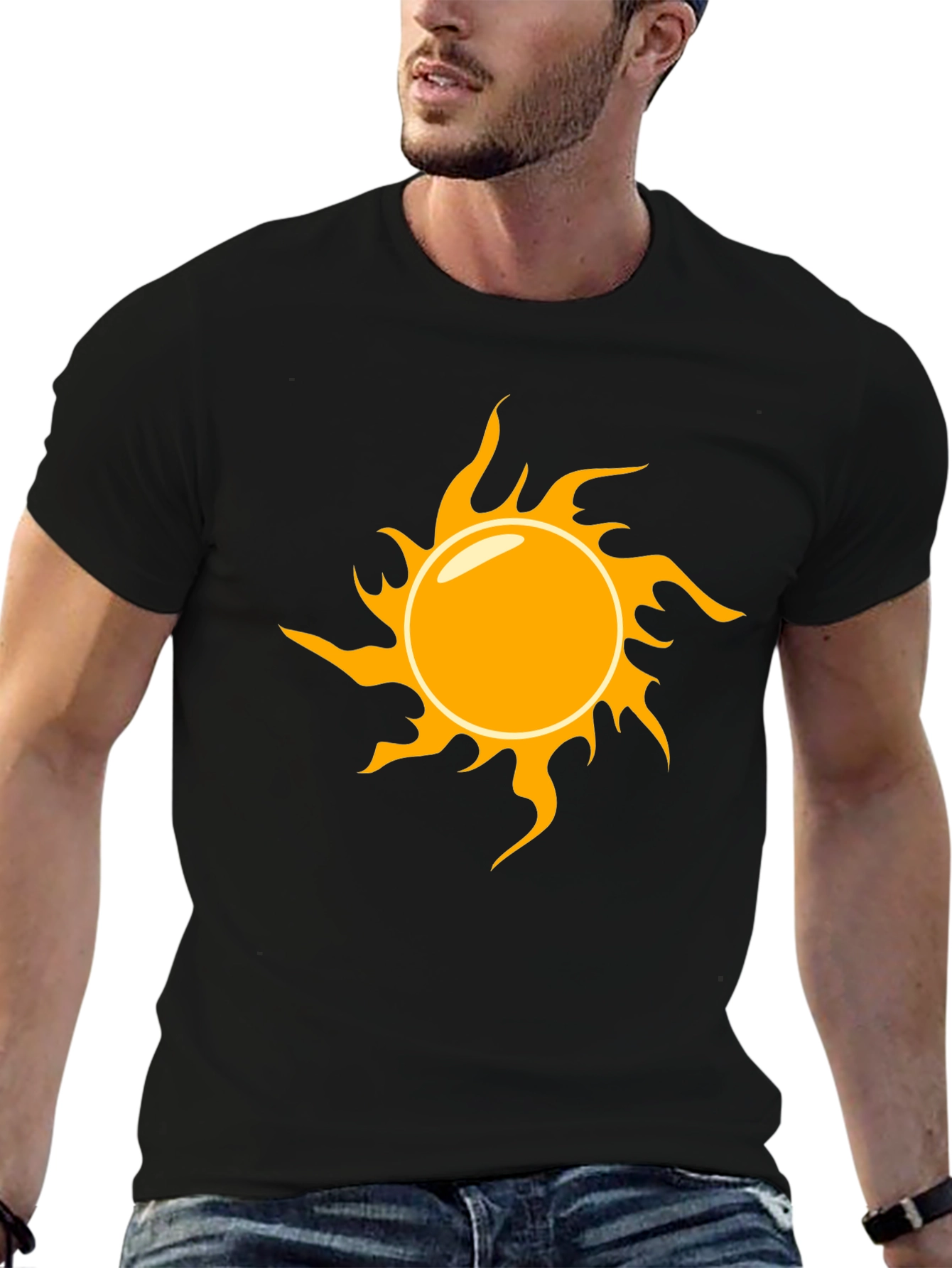 Sun Graphic Black T-Shirt - Stylish & Casual