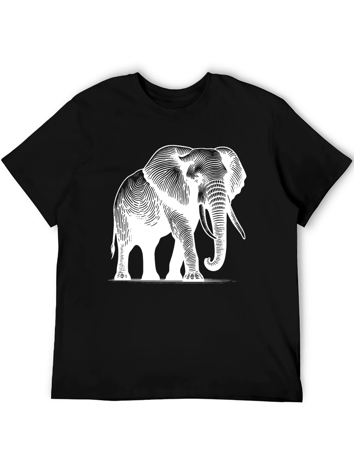Elephant Graphic Tee - Black Cotton T-Shirt