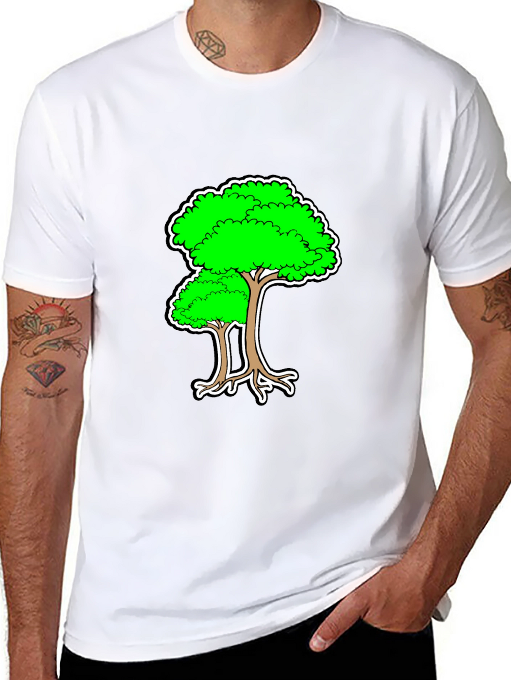 Cartoon Tree Black T-Shirt