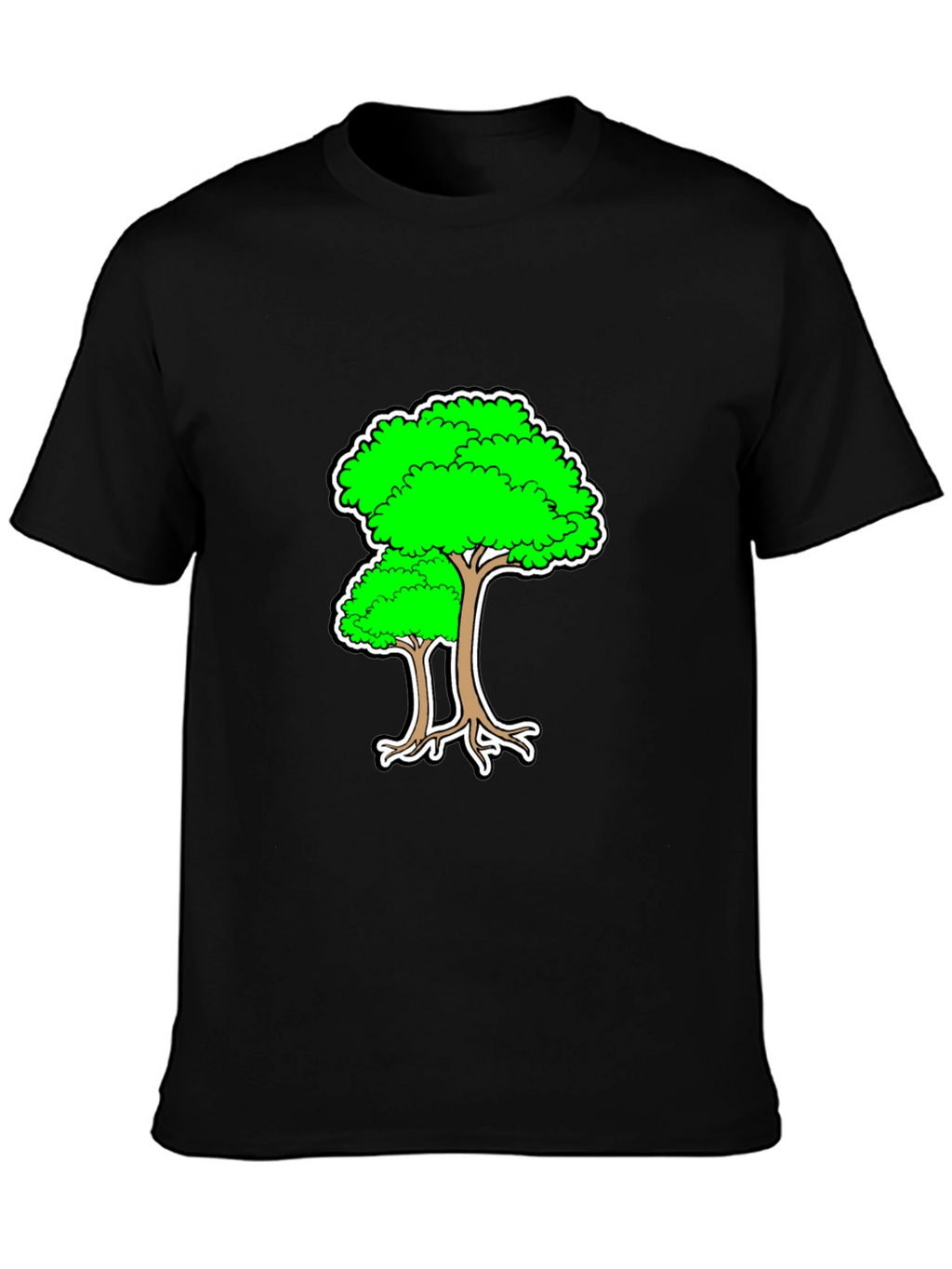 Cartoon Tree Black T-Shirt