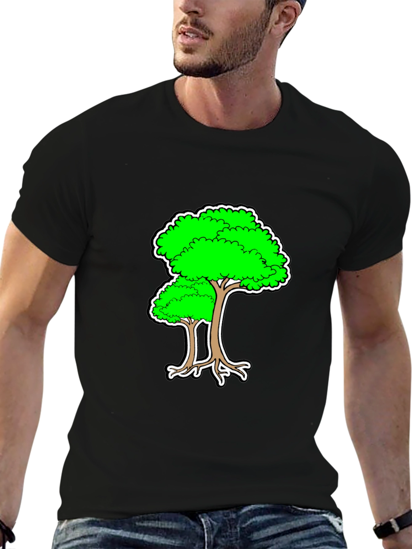 Cartoon Tree Black T-Shirt