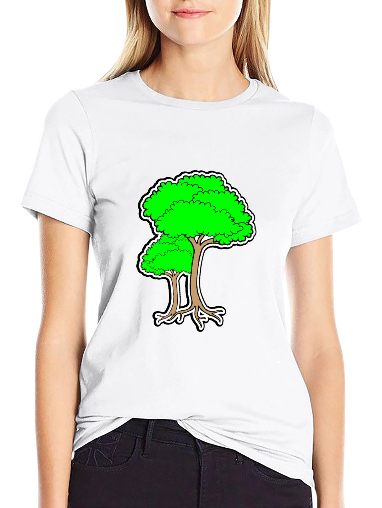 Cartoon Tree Black T-Shirt