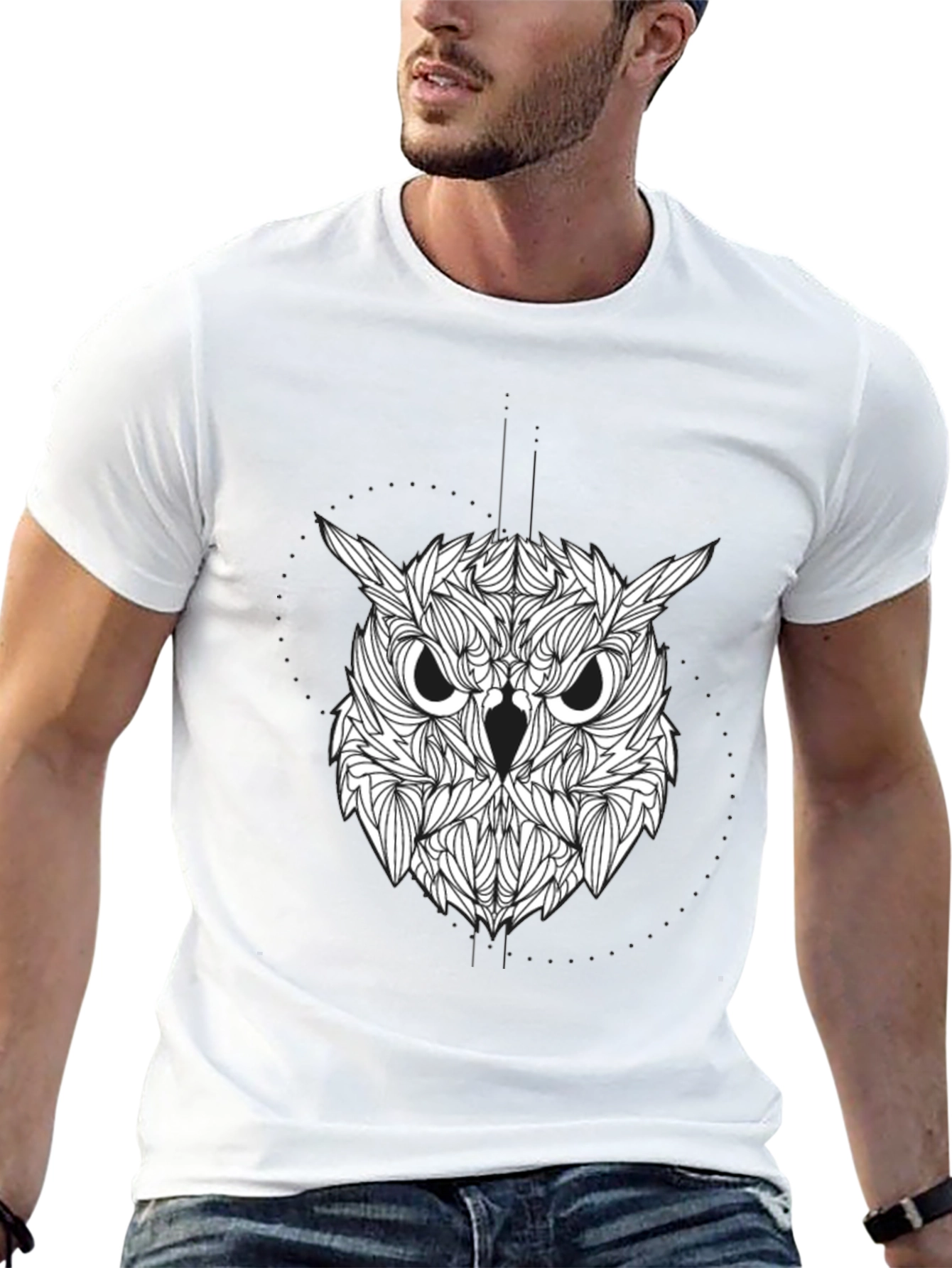 Owl Graphic Print Black Tee