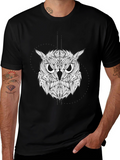 Owl Graphic Print Black Tee