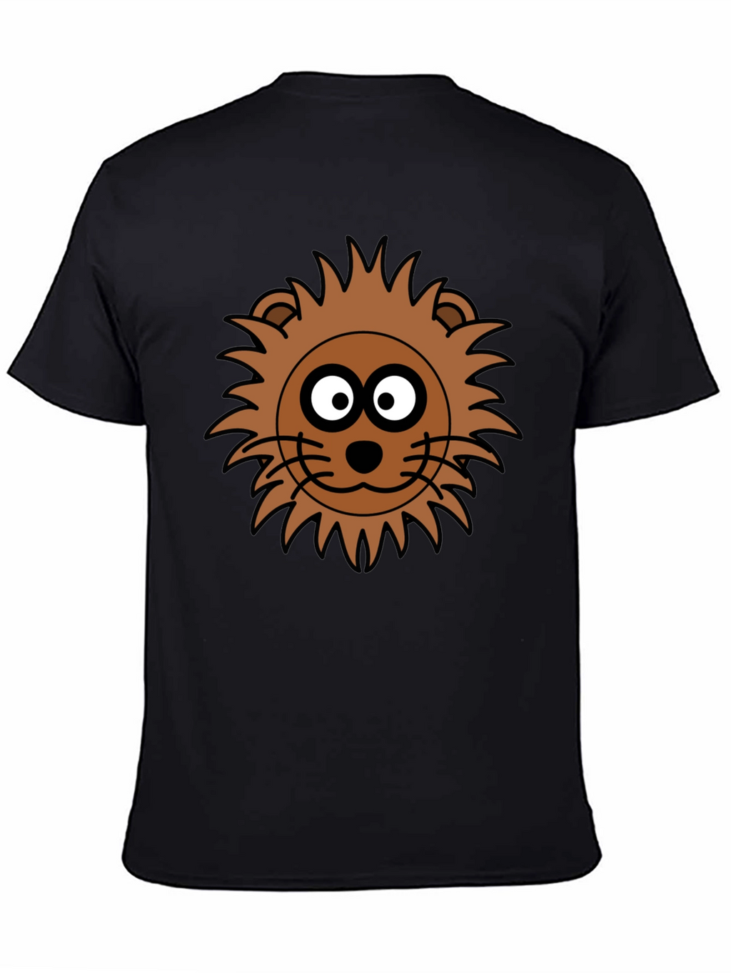 Lion Face Graphic Tee - Black Crew Neck T-Shirt