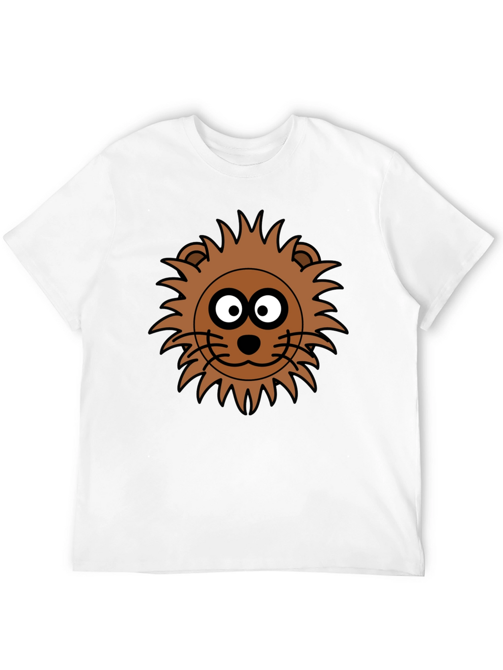 Lion Face Graphic Tee - Black Crew Neck T-Shirt
