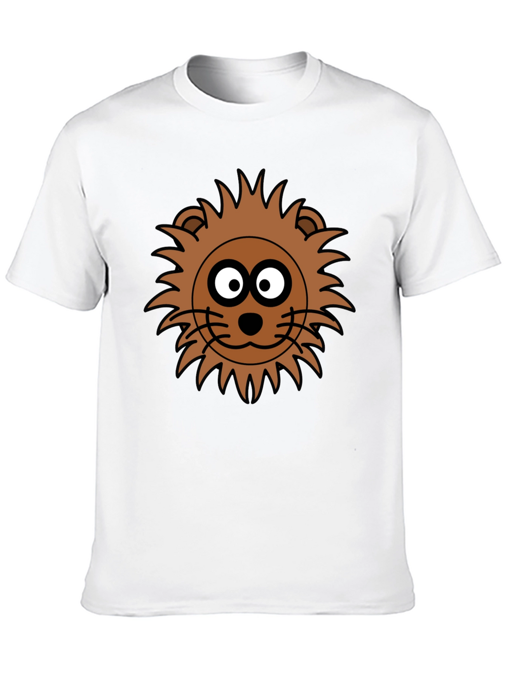 Lion Face Graphic Tee - Black Crew Neck T-Shirt