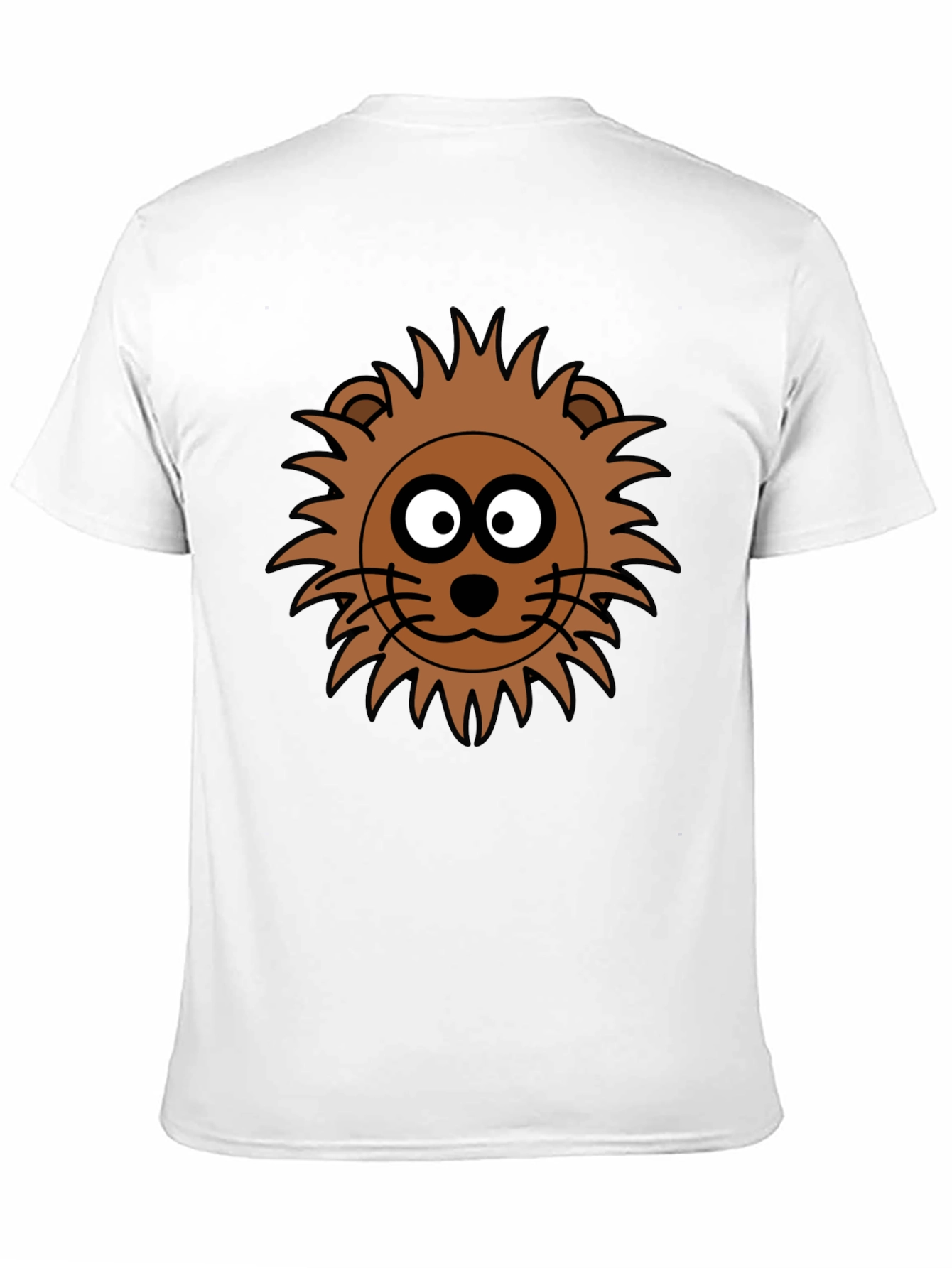 Lion Face Graphic Tee - Black Crew Neck T-Shirt