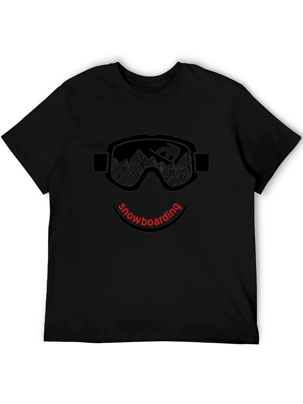Snowboarding Goggles Graphic Black T-Shirt