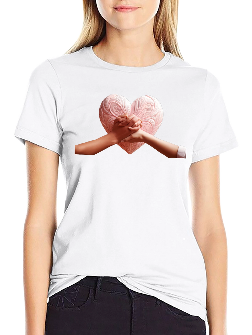 Heart Hands Graphic Tee - Stylish Black T-Shirt