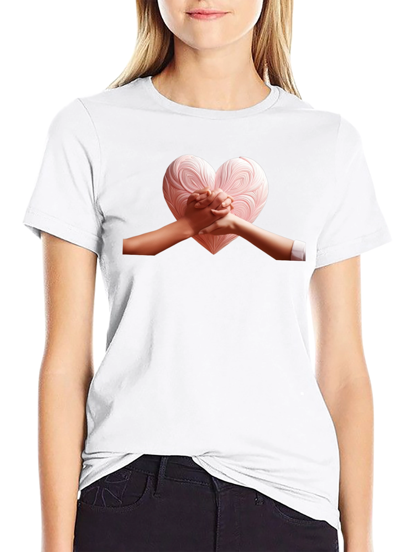 Heart Hands Graphic Tee - Stylish Black T-Shirt