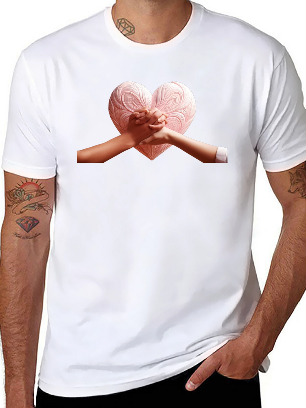 Heart Hands Graphic Tee - Stylish Black T-Shirt