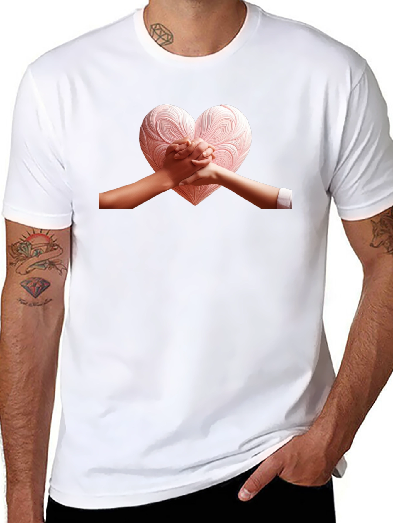 Heart Hands Graphic Tee - Stylish Black T-Shirt