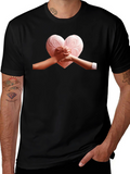 Heart Hands Graphic Tee - Stylish Black T-Shirt