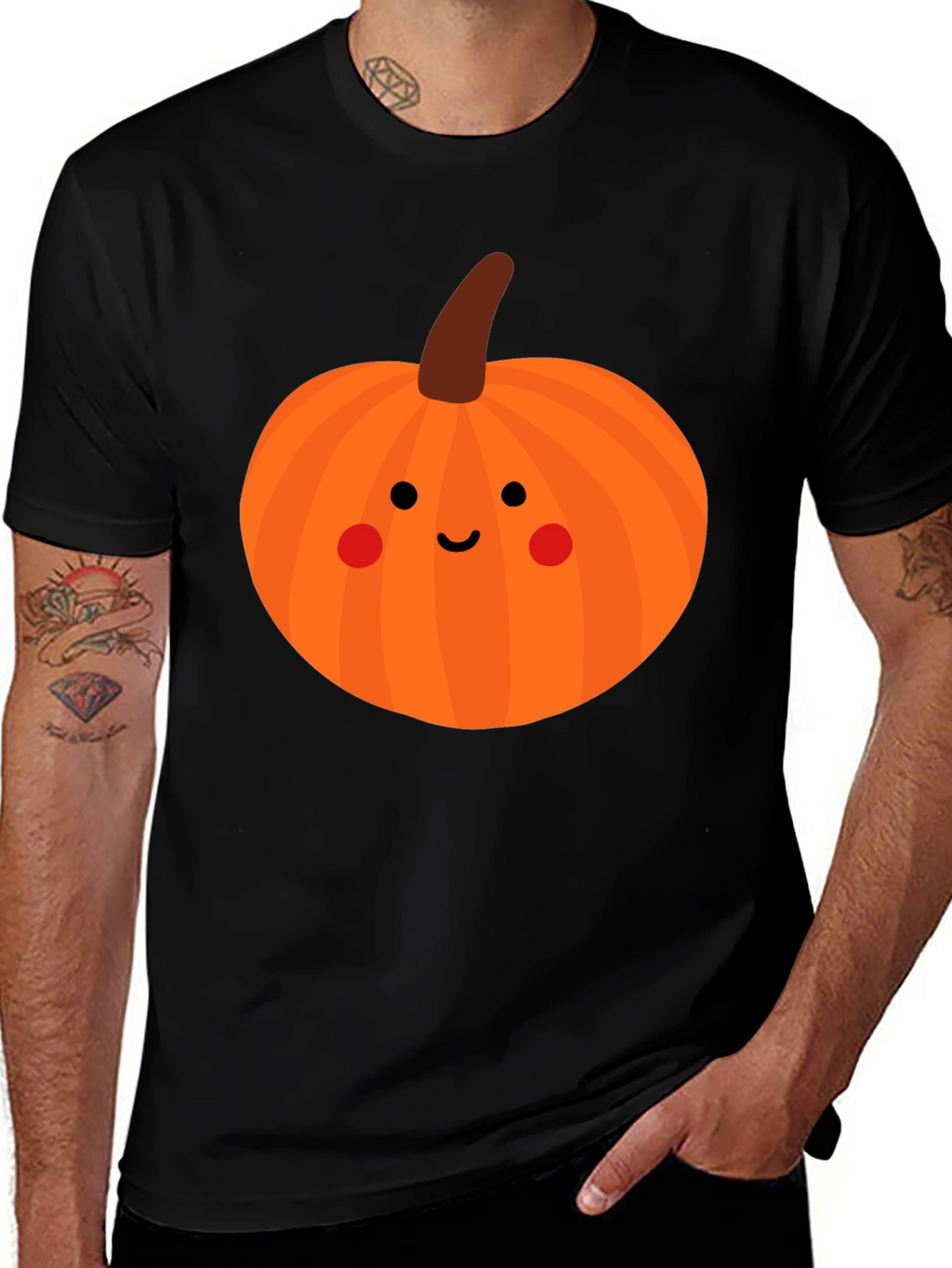 Cute Pumpkin Face Black T-Shirt - Halloween Apparel