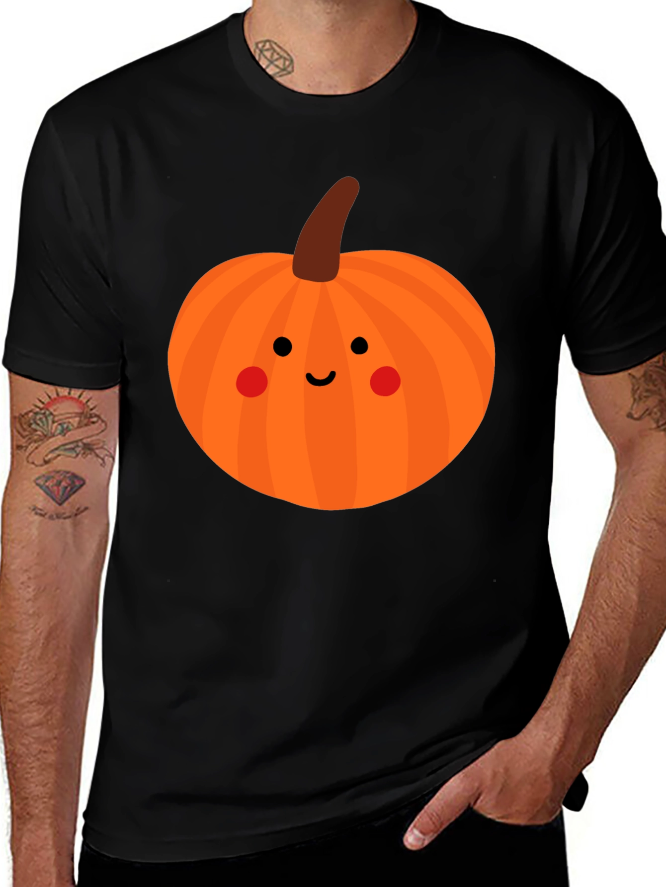Cute Pumpkin Face Black T-Shirt - Halloween Apparel