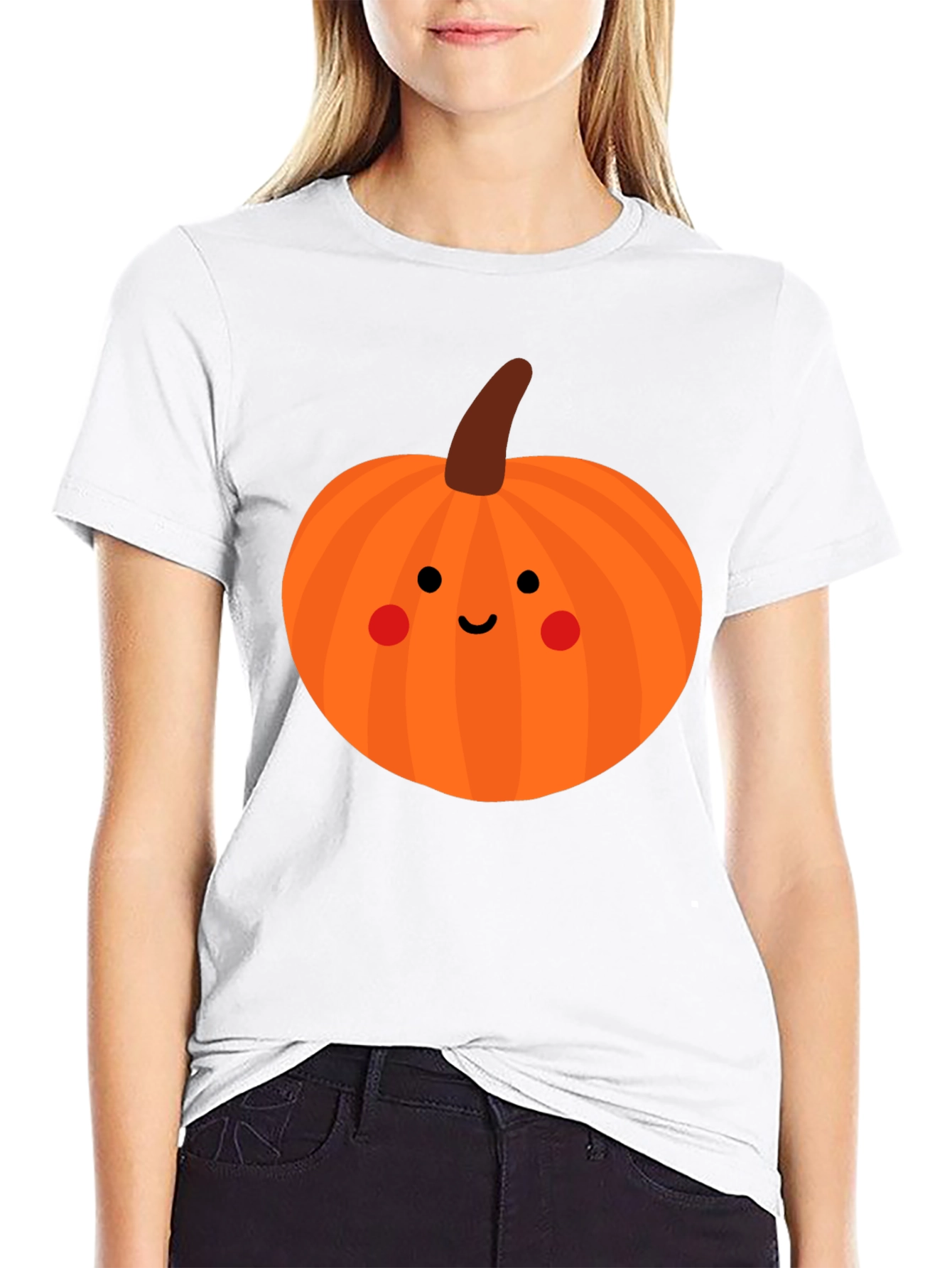 Cute Pumpkin Face Black T-Shirt - Halloween Apparel