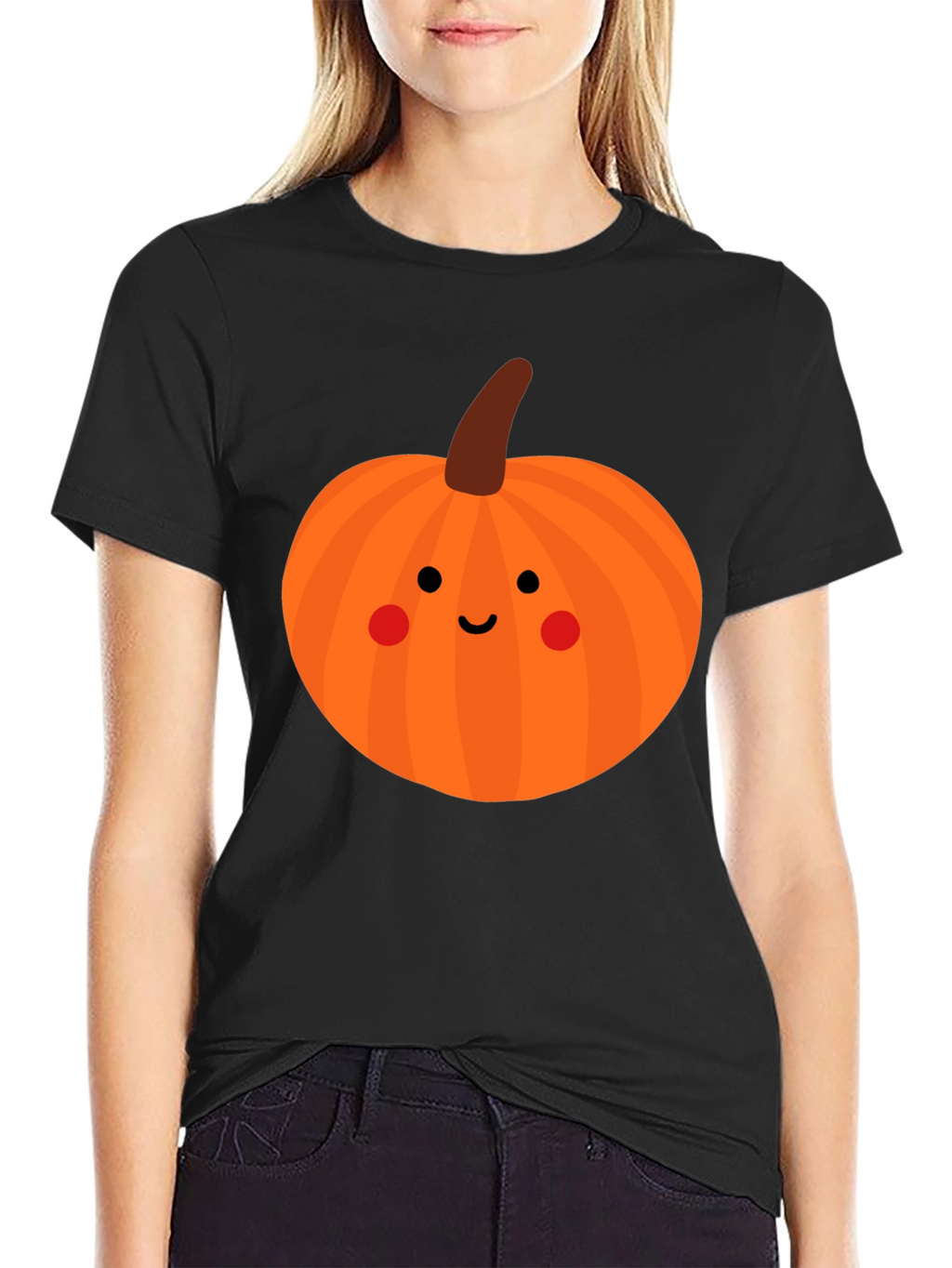 Cute Pumpkin Face Black T-Shirt - Halloween Apparel