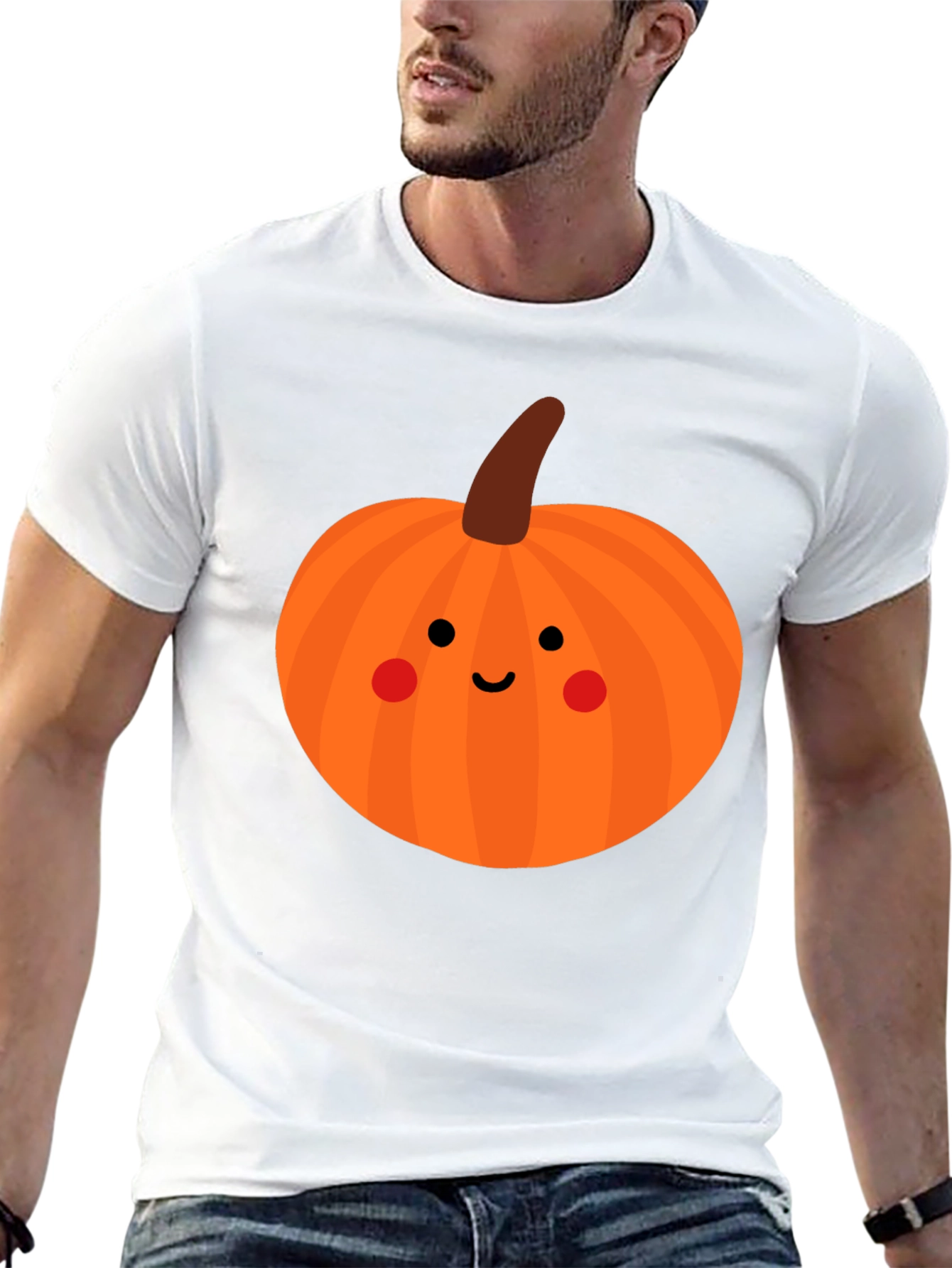 Cute Pumpkin Face Black T-Shirt - Halloween Apparel