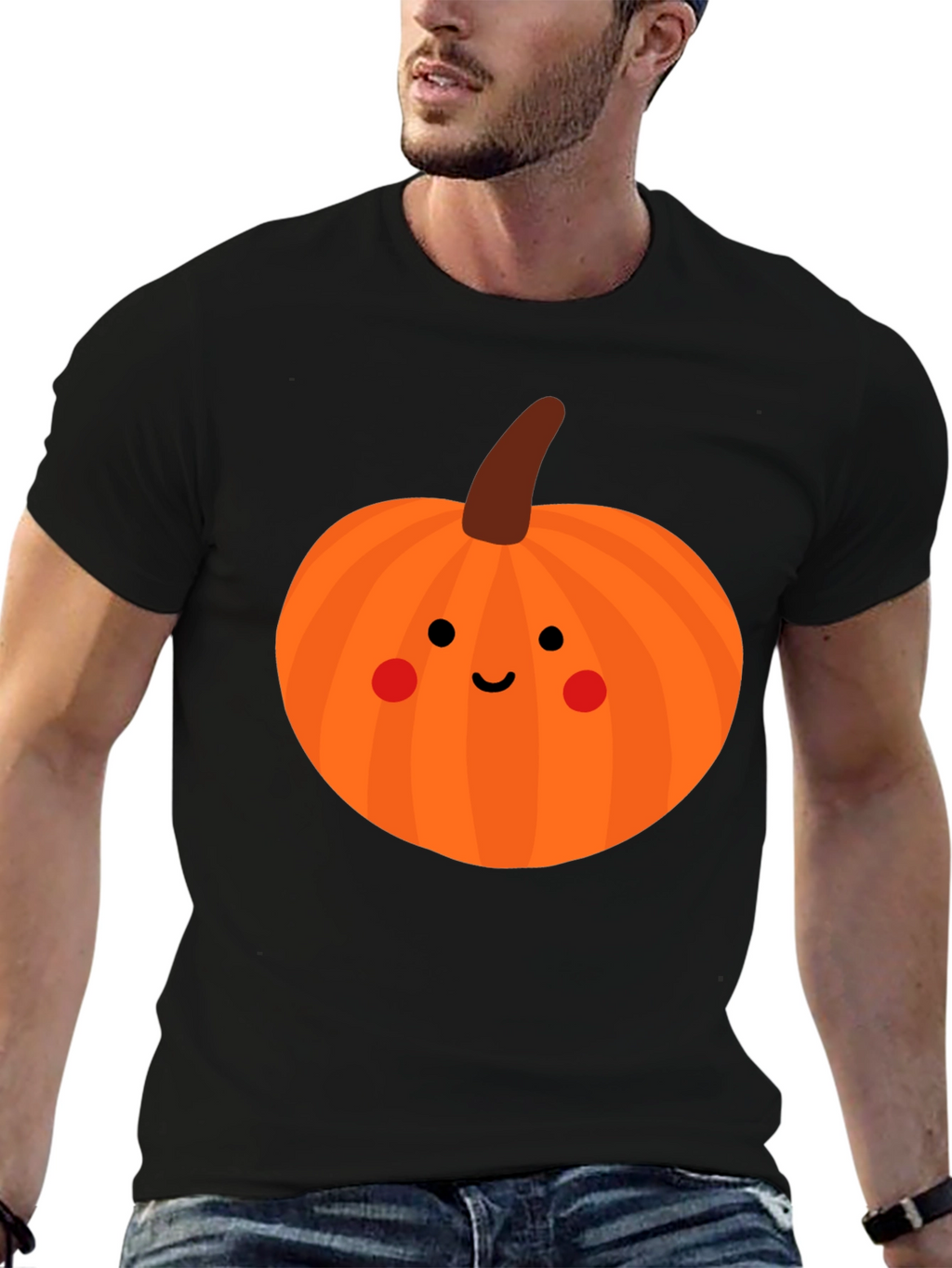 Cute Pumpkin Face Black T-Shirt - Halloween Apparel
