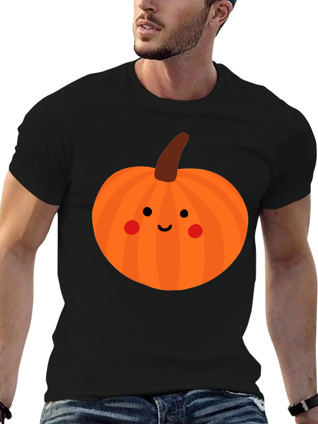 Cute Pumpkin Face Black T-Shirt - Halloween Apparel