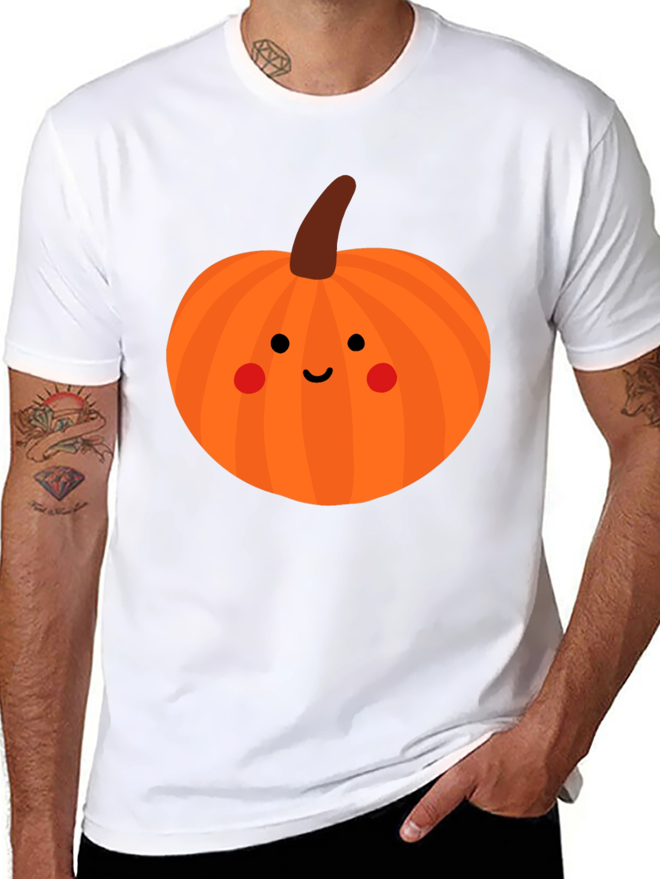 Cute Pumpkin Face Black T-Shirt - Halloween Apparel