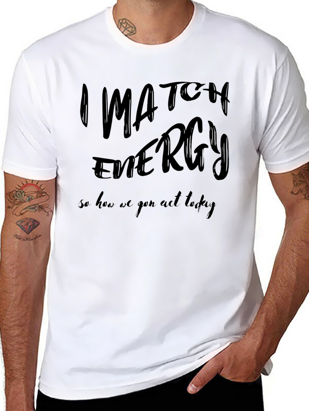I Match Energy Black Graphic T-Shirt