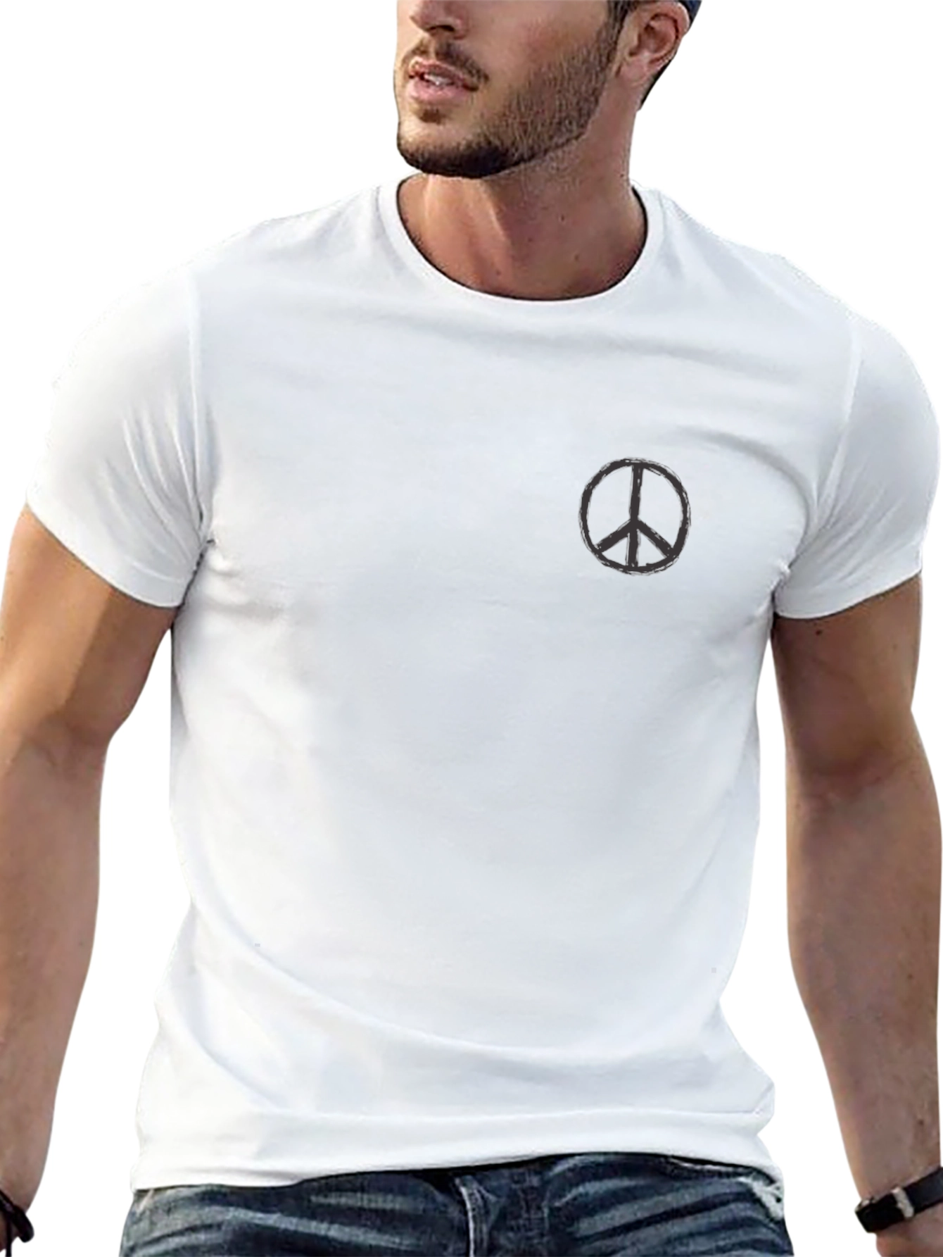 Black Peace Sign T-Shirt - Soft Cotton Blend
