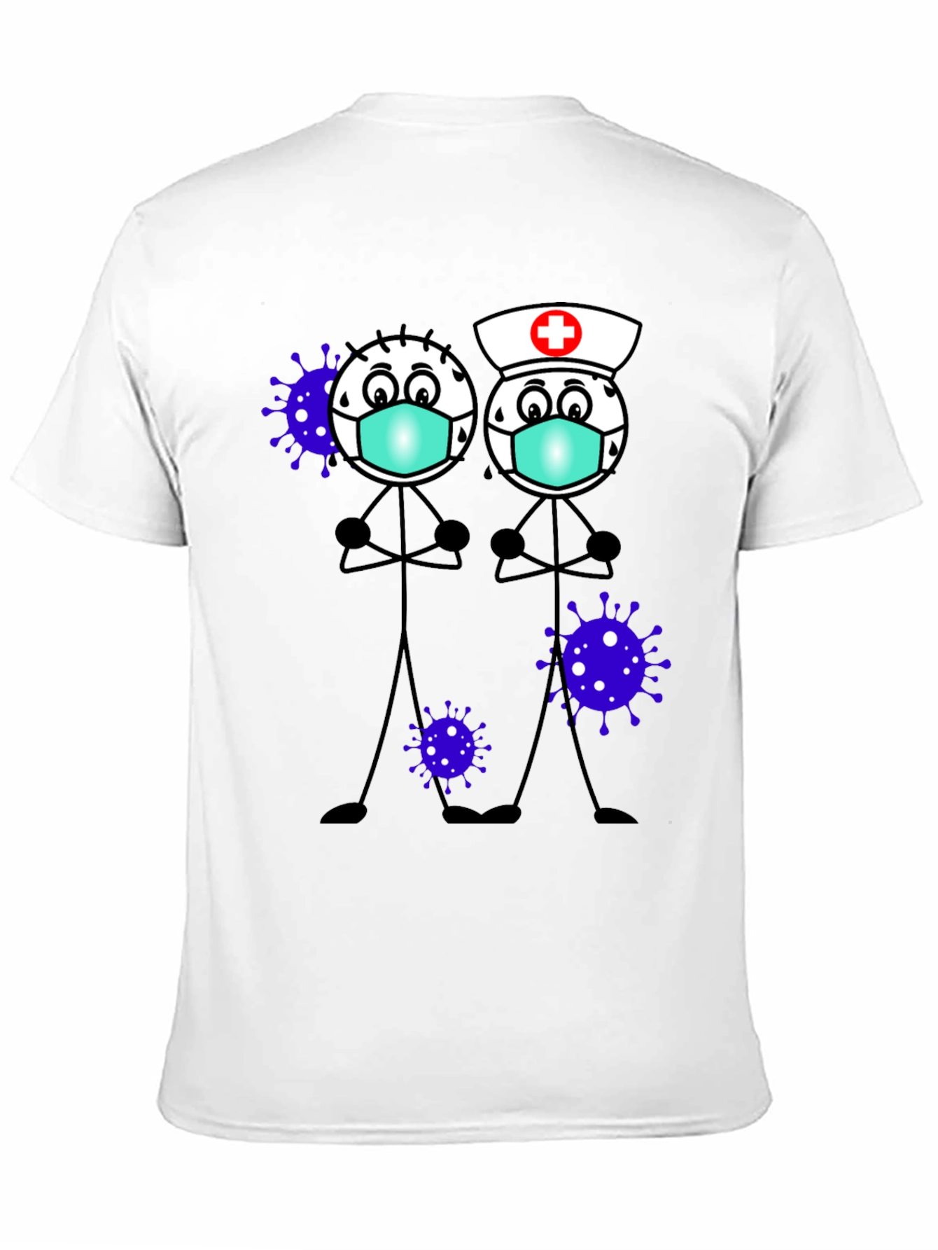 Cartoon Stick Figures with Mask T-Shirt