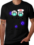 Cartoon Stick Figures with Mask T-Shirt