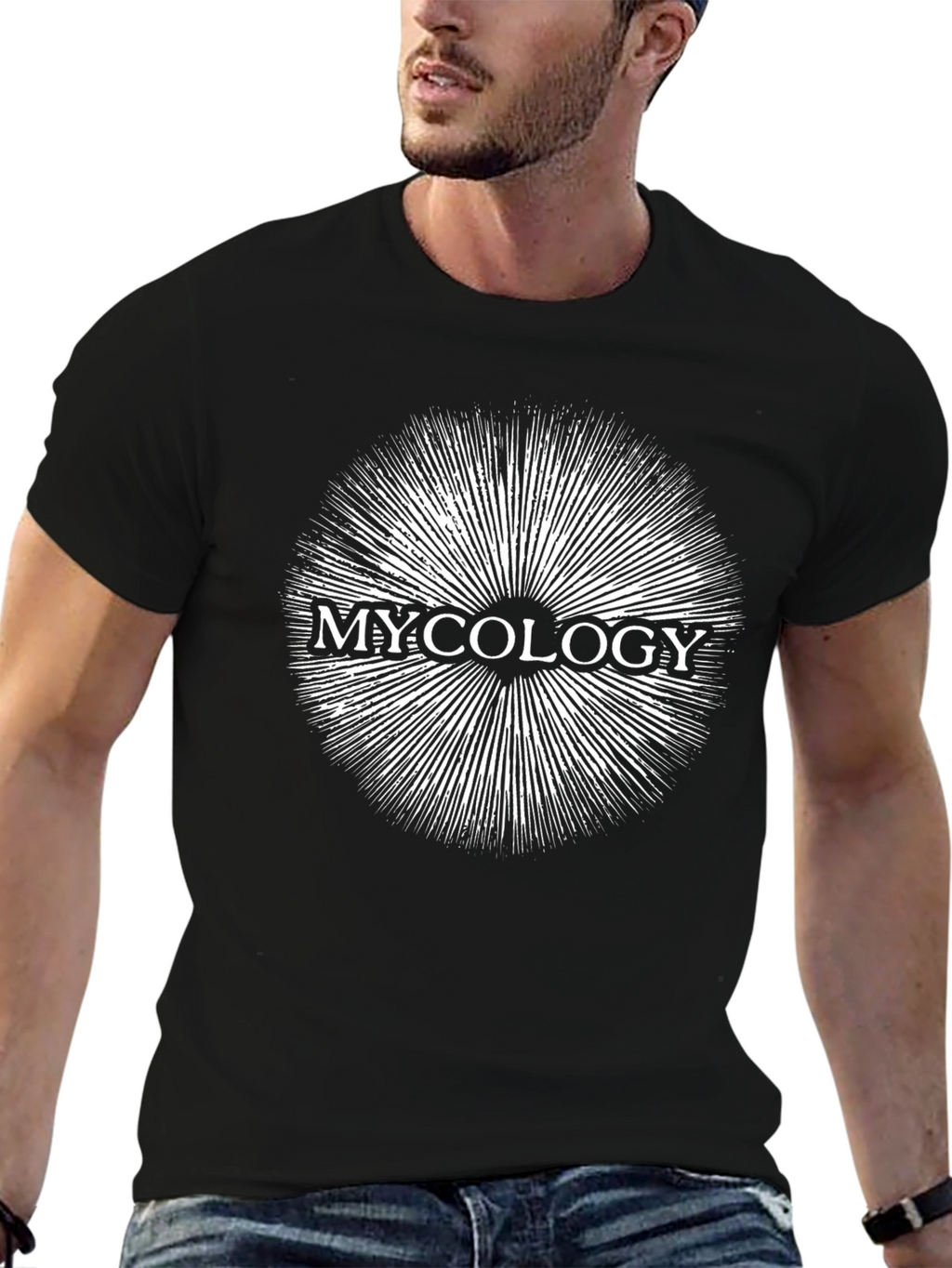 Mycology Fungus Black Graphic T-Shirt