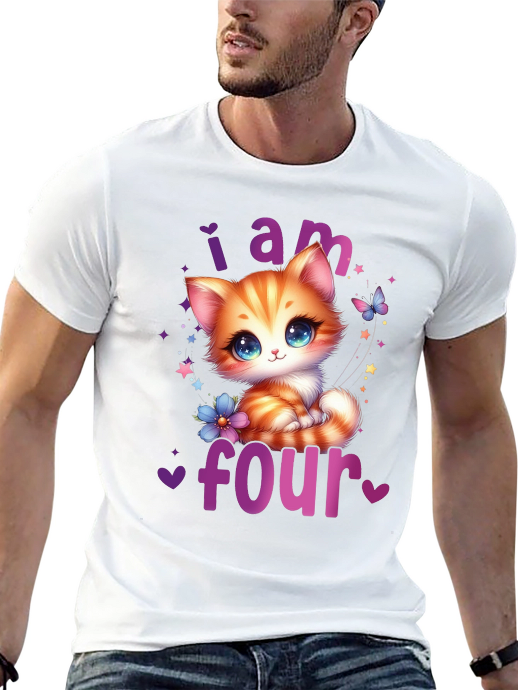 Cute Kitten 4th Birthday T-Shirt