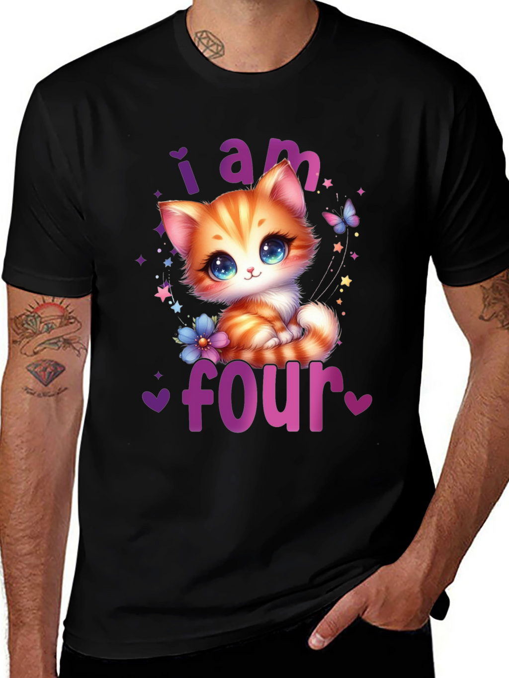 Cute Kitten 4th Birthday T-Shirt