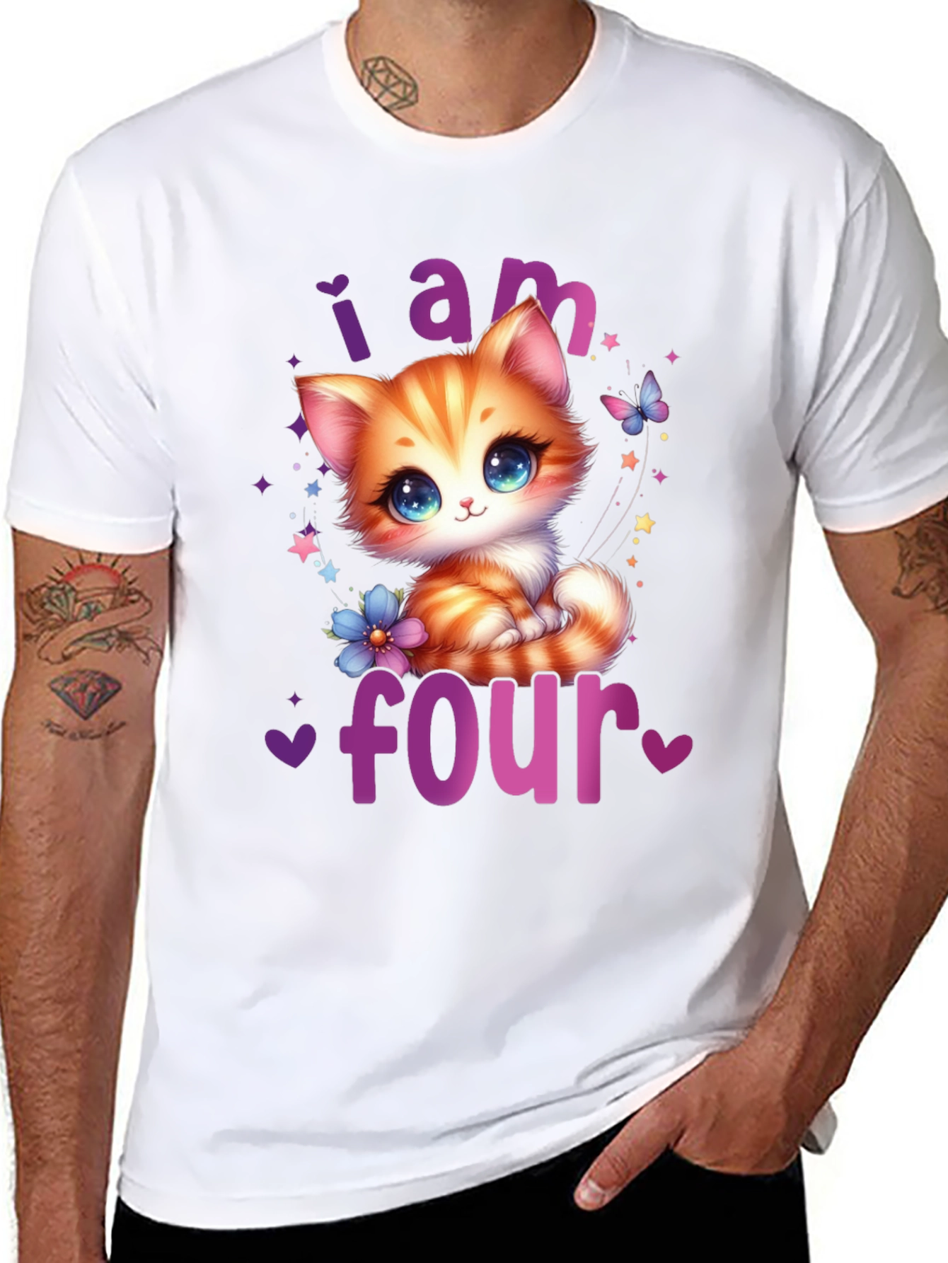 Cute Kitten 4th Birthday T-Shirt