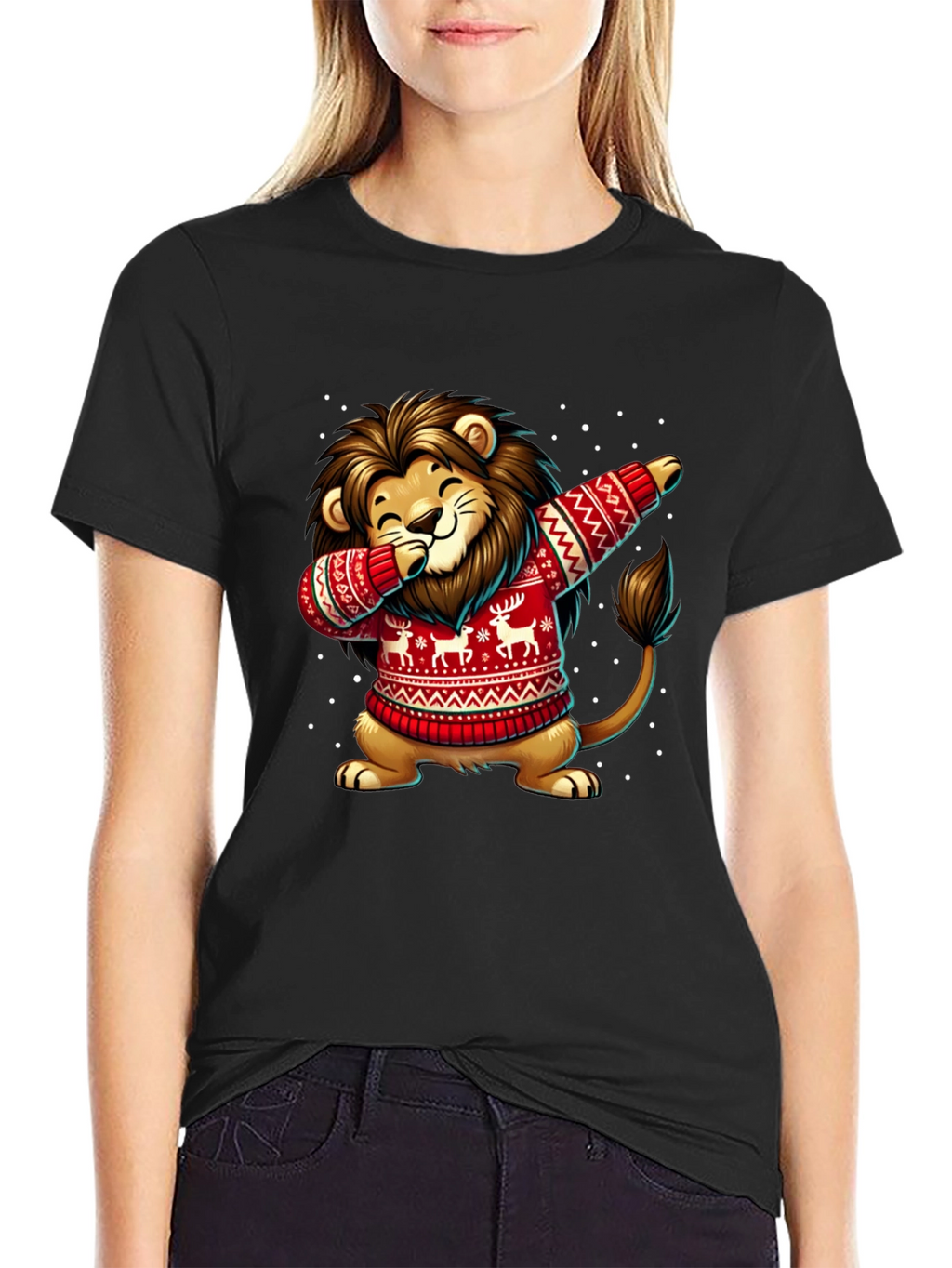 Festive Lion Dabbing T-Shirt - Holiday Edition